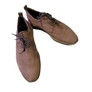 ECCO Mens Dress Shoe Sz 9 Suede Kenton Plain Toe Oxford in Dark Clay Preowned